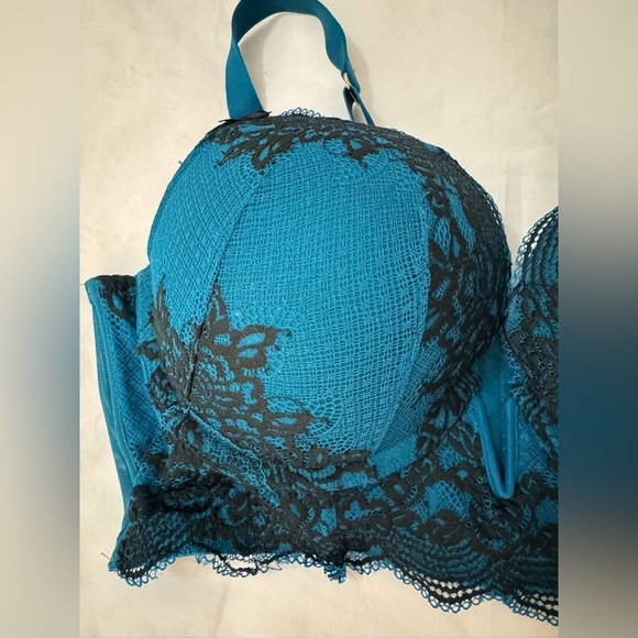 Cacique Boost Plunge Blue Lace Bra Size 38DD - Picture 2 of 8